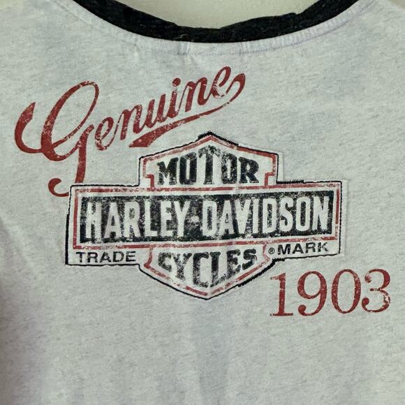 Harley Davidson ringer button biker short sleeve graphic t Shirt top size Small - Picture 9 of 13
